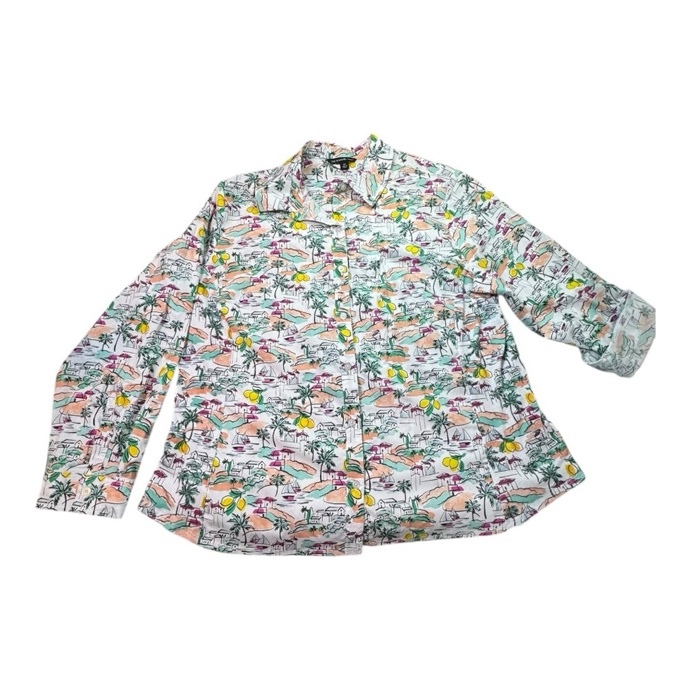 Zac & Rachel Multicolor Tropical Button Down Collared Shirt Lemons Plus Size 2X